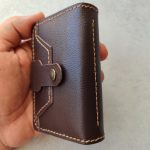 ست جاکارتی دکمه دار و جا کلیدی چرم طبیعی دست دوز | چرم اکبری - Image 7